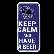 Coque HTC One Mini 2 Keep Calm Have a beer Bleu