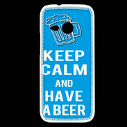 Coque HTC One Mini 2 Keep Calm Have a beer Cyan