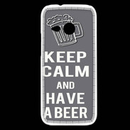Coque HTC One Mini 2 Keep Calm Have a beer Gris
