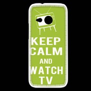 Coque HTC One Mini 2 Keep Calm Watch TV Vert pomme