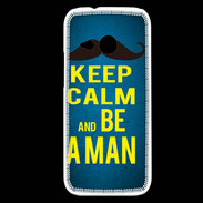 Coque HTC One Mini 2 Keep Calm Be a Man Bleu