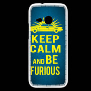 Coque HTC One Mini 2 Keep Calm and Be Furious Bleu