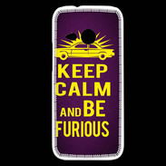 Coque HTC One Mini 2 Keep Calm and Be Furious Violet