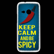 Coque HTC One Mini 2 Keep Calm and Be Spicy Bleu