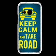 Coque HTC One Mini 2 Keep Calm and Take o road 2 Bleu