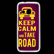 Coque HTC One Mini 2 Keep Calm and Take o road 2 Rose
