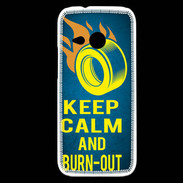 Coque HTC One Mini 2 Keep Calm and Burn Out Bleu