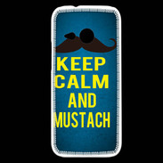 Coque HTC One Mini 2 Keep Calm and Mustach Bleu