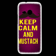 Coque HTC One Mini 2 Keep Calm and Mustach Rose