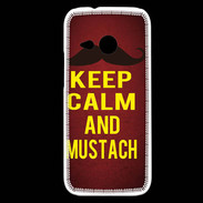 Coque HTC One Mini 2 Keep Calm and Mustach Rouge