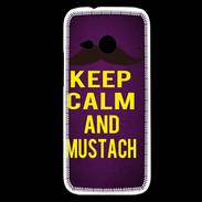 Coque HTC One Mini 2 Keep Calm and Mustach Violet