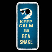 Coque HTC One Mini 2 Keep Calm and Be a Snake bleu
