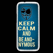 Coque HTC One Mini 2 Keep Calm and Be Anonymous Bleu