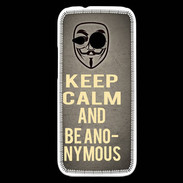 Coque HTC One Mini 2 Keep Calm and Be Anonymous Gris