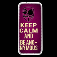 Coque HTC One Mini 2 Keep Calm and Be Anonymous Rose