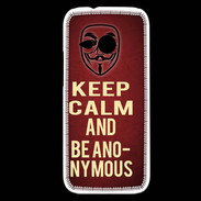 Coque HTC One Mini 2 Keep Calm and Be Anonymous Rouge