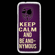 Coque HTC One Mini 2 Keep Calm and Be Anonymous Violet