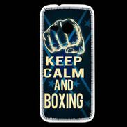Coque HTC One Mini 2 Keep Calm and Boxing Bleu