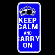 Coque HTC One Mini 2 Keep Calm and Carry on Bleu