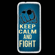 Coque HTC One Mini 2 Keep Calm and Fight Bleu