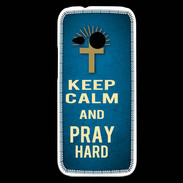 Coque HTC One Mini 2 Keep Calm and Pray Christian Bleu