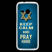 Coque HTC One Mini 2 Keep Calm and Pray jewish BLeu