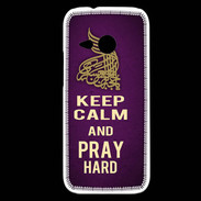 Coque HTC One Mini 2 Keep Calm and Pray Muslim Violet
