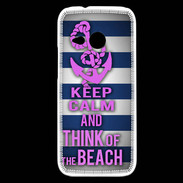 Coque HTC One Mini 2 Keep Calm and Think Beach Bleu