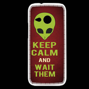 Coque HTC One Mini 2 Keep Calm and Wait Alien Rouge