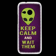Coque HTC One Mini 2 Keep Calm and Wait Alien Violet