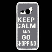 Coque HTC One Mini 2 Keep Calm Go Shopping Gris