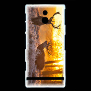 Coque Sony Xperia P Cerf au couché de soleil 600