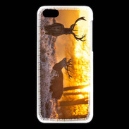 Coque iPhone 5C Cerf au couché de soleil 600