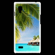 Coque LG Optimus L9 Palmier et bungalow dans l'océan indien