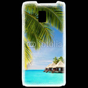 Coque LG P990 Palmier et bungalow dans l'océan indien