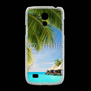Coque Samsung Galaxy S4mini Palmier et bungalow dans l'océan indien