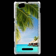 Coque Sony Xperia M Palmier et bungalow dans l'océan indien