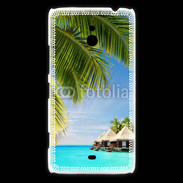 Coque Nokia Lumia 1320 Palmier et bungalow dans l'océan indien