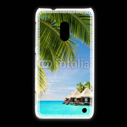 Coque Nokia Lumia 620 Palmier et bungalow dans l'océan indien