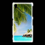 Coque Sony Xpéria Z1 Palmier et bungalow dans l'océan indien