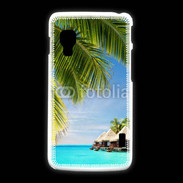 Coque LG L5 2 Palmier et bungalow dans l'océan indien