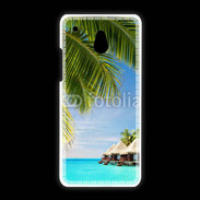 Coque HTC One Mini Palmier et bungalow dans l'océan indien
