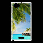 Coque Sony Xperia L Palmier et bungalow dans l'océan indien