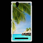 Coque Sony Xperia T2 Ultra Palmier et bungalow dans l'océan indien
