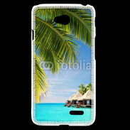 Coque LG L70 Palmier et bungalow dans l'océan indien