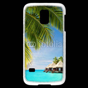 Coque Samsung Galaxy S5 Mini Palmier et bungalow dans l'océan indien