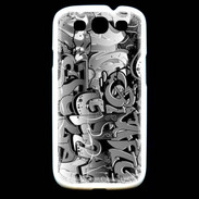 Coque Samsung Galaxy S3 graffiti seamless background en noir et blanc