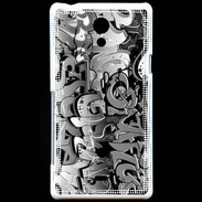 Coque Sony Xperia T graffiti seamless background en noir et blanc