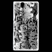 Coque Sony Xperia Z graffiti seamless background en noir et blanc
