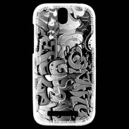 Coque HTC One SV graffiti seamless background en noir et blanc